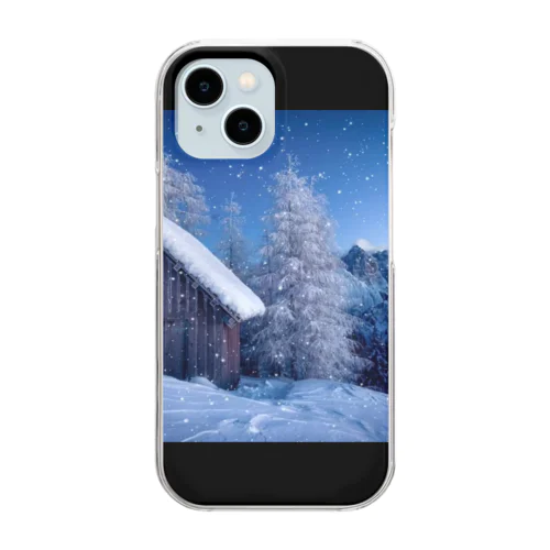 A snow-covered lodge  Clear Smartphone Case