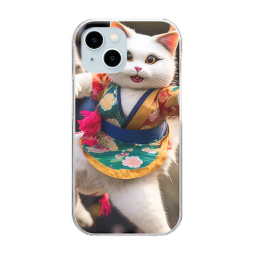 よさこい祭りで踊る猫達 Clear Smartphone Case