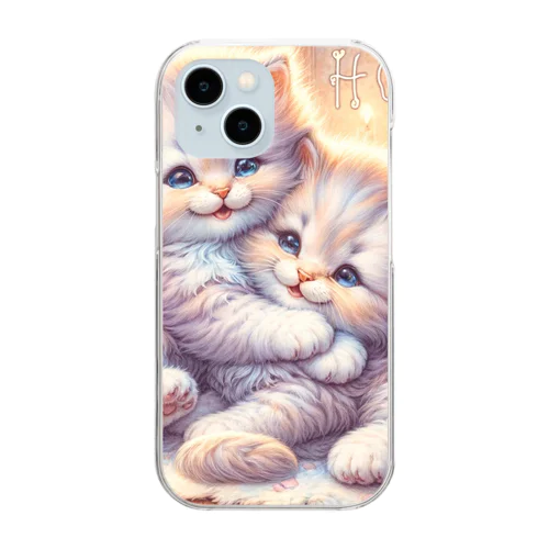 仲良く遊ぶ兄弟の猫 Clear Smartphone Case