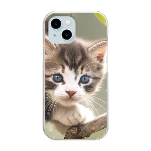 子猫と木 Clear Smartphone Case