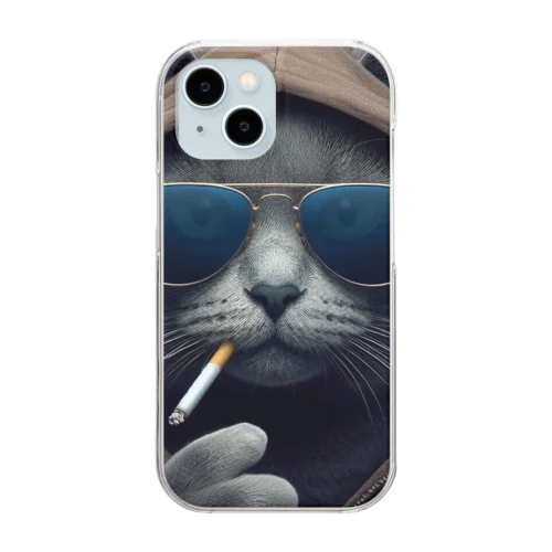 Smoking Cat Clear Smartphone Case