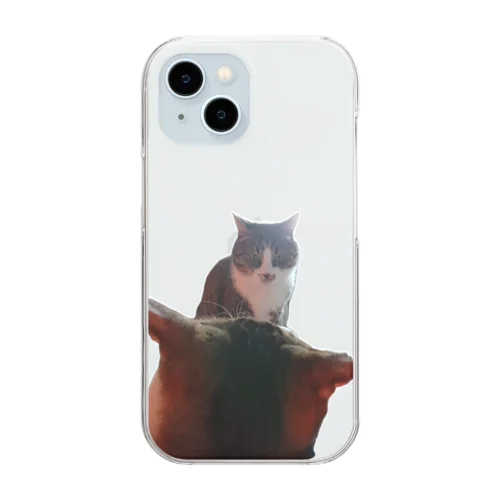 猫ミーム風睨みネコ Clear Smartphone Case