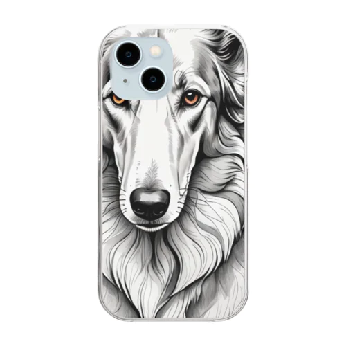  ボルゾイ（犬）をモチーフにしたわんちゃんNo.2 Clear Smartphone Case