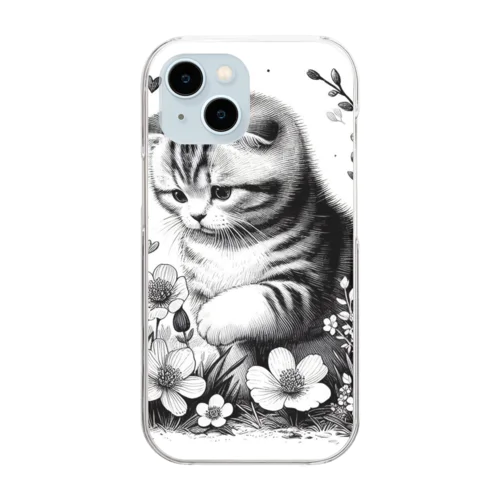 春の子猫のスコティッシュフォールド Clear Smartphone Case