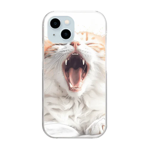 起床する猫ちゃん Clear Smartphone Case