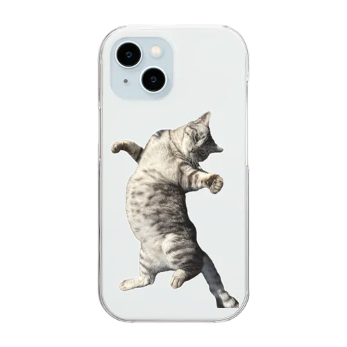 お腹が重くて寝返りが大変な猫 Clear Smartphone Case