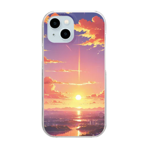 街を照らす夕陽（景色シリーズ） Clear Smartphone Case