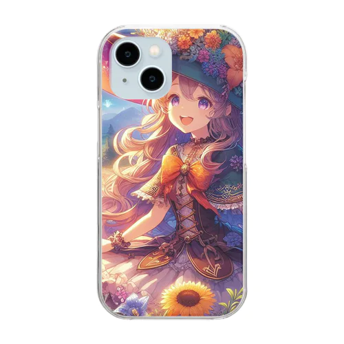 魔法の花畑で、笑顔が魅力的な美しい魔女があなたを待っています✨ Clear Smartphone Case