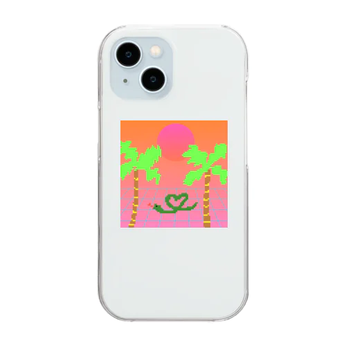 vaporwave風ヘビくん Clear Smartphone Case