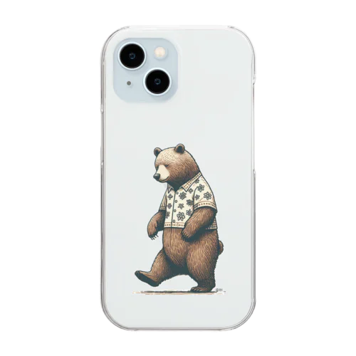 悩み多きクマさん Clear Smartphone Case