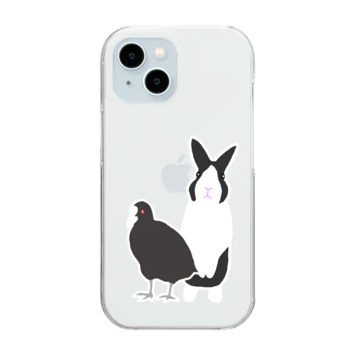 ダッチうさぎ(立)とオオバン(C) Clear Smartphone Case