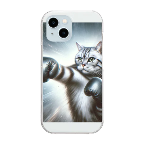 猫パンチャー修行 Clear Smartphone Case