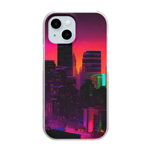 ネオンカラーで輝く都市2 Clear Smartphone Case