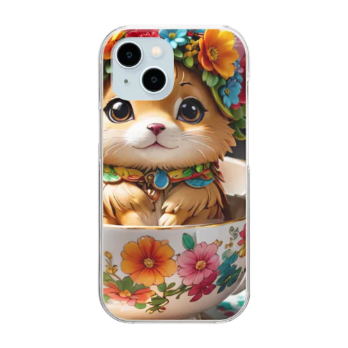 お花猫 Clear Smartphone Case