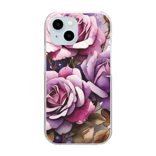 バラードのような薔薇の花　BLUE PLUM  691 Clear Smartphone Case