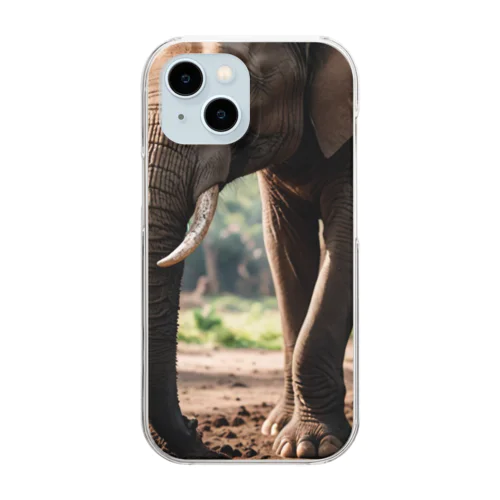 土を掘っている象 Clear Smartphone Case