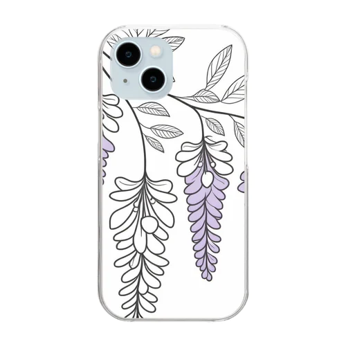 LINEart 「藤の花」 Clear Smartphone Case