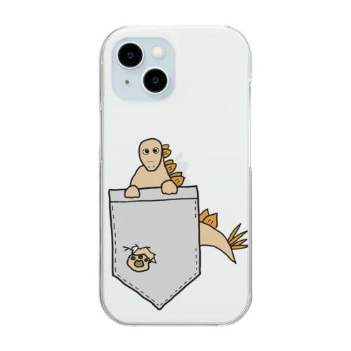 ポケットから飛び出る！ステゴサウルス！ Clear Smartphone Case