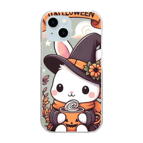 ハロウィン可愛い猫イラスト Clear Smartphone Case