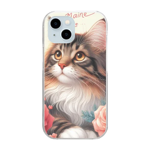 猫と薔薇 Clear Smartphone Case