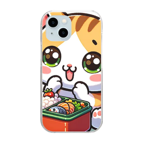 子猫のお弁当タイム Clear Smartphone Case