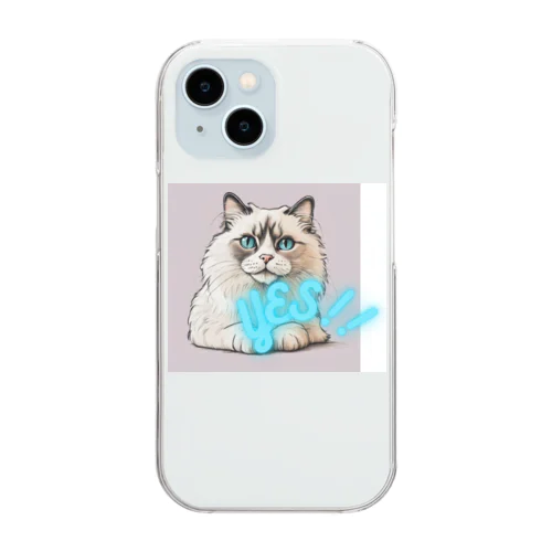 猫　YES！！　おしゃれで前向きっぽい日常アイテム Clear Smartphone Case