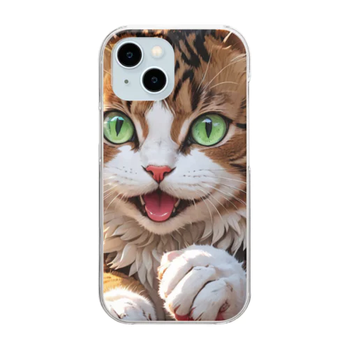 何かしようとしてる猫 Clear Smartphone Case