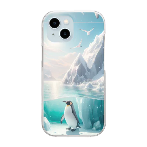水中から見上げるペンギン Clear Smartphone Case