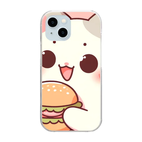 ハンバーガー好きな猫ちゃん Clear Smartphone Case