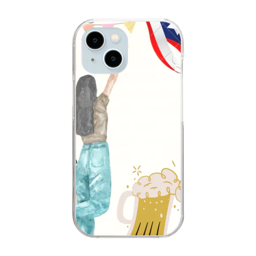 ビール大好きアメリカン女の子 Clear Smartphone Case