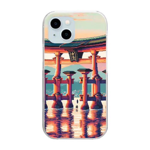 厳島神社（pixel art） Clear Smartphone Case