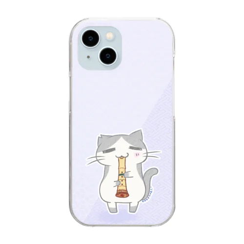 ひのもとにゃんこ®️ 尺八 / 桃藤 Clear Smartphone Case