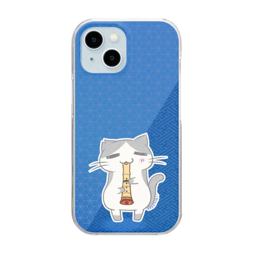 ひのもとにゃんこ®️ 尺八 / 瑠璃 Clear Smartphone Case