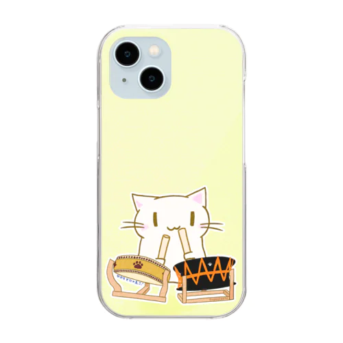 ひのもとにゃんこ®️ 太鼓 / 若菜 Clear Smartphone Case