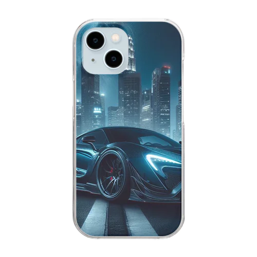 スポーツカーと夜景② Clear Smartphone Case