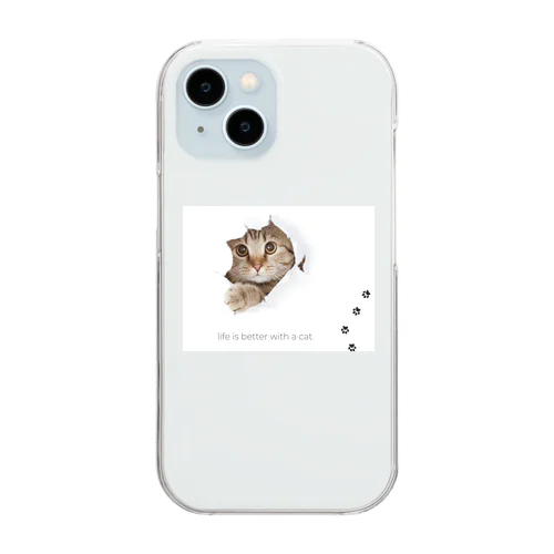 ふんわりネコ Clear Smartphone Case