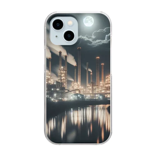 工場夜景　煙突 Clear Smartphone Case