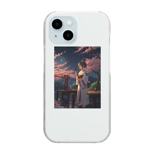 女騎士、桜の下で Clear Smartphone Case