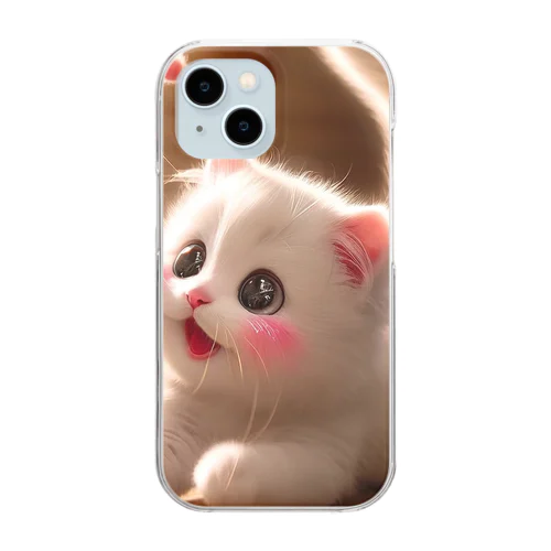 頬紅をしたような可愛い子猫SAKUCAT Clear Smartphone Case