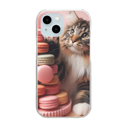 猫とマカロン Clear Smartphone Case