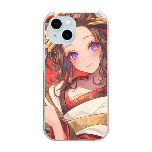 祝福の節句に舞う、紅梅の姫 Clear Smartphone Case