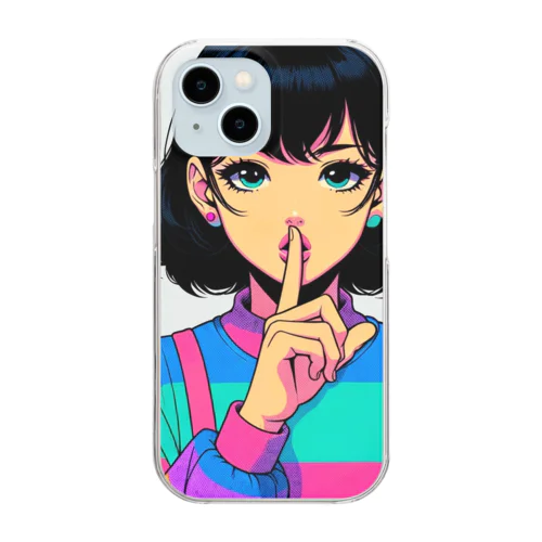 80's内緒ポーズ少女① Clear Smartphone Case