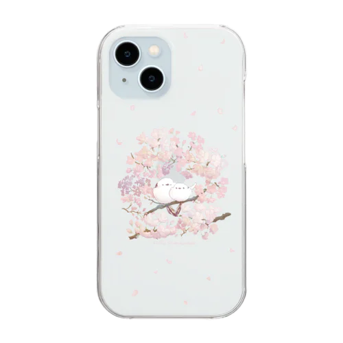 もふもふシマエナガ　桜　クリアスマホケース Clear Smartphone Case