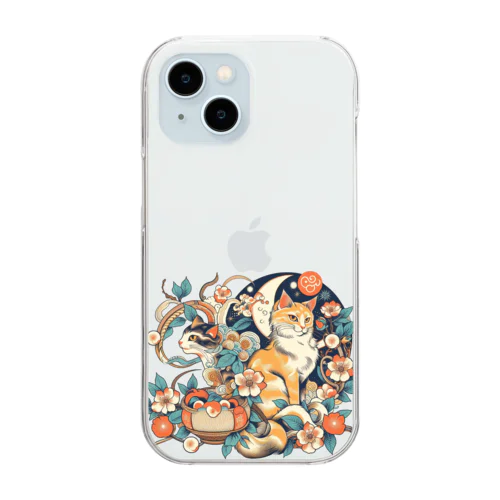 猫LOVE items 茶虎と白黒 Clear Smartphone Case