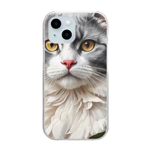 ピオニーと猫 Clear Smartphone Case