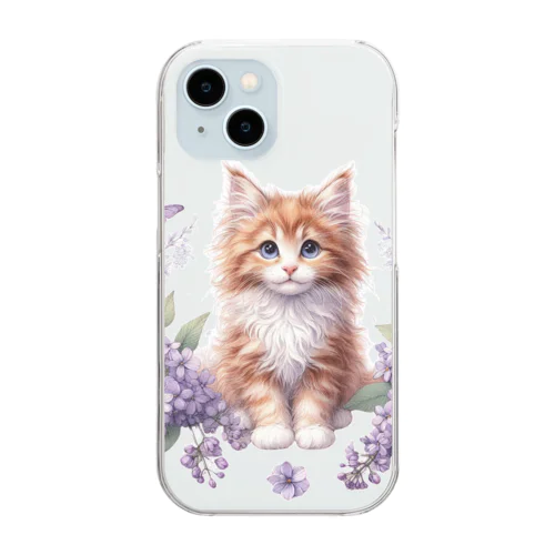 子猫とお花 Clear Smartphone Case