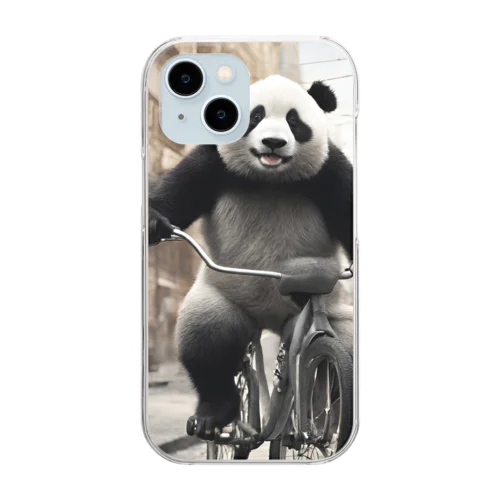 自転車に乗るパンダ Clear Smartphone Case