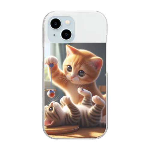 遊ぶにゃんこNo.6 Clear Smartphone Case