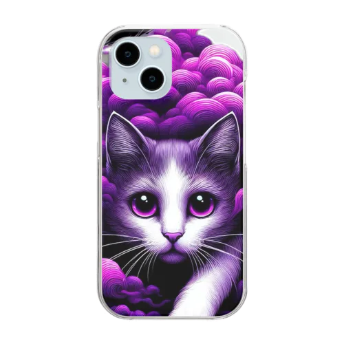 ボワっと猫 Clear Smartphone Case