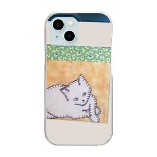 アップリケ猫 Clear Smartphone Case